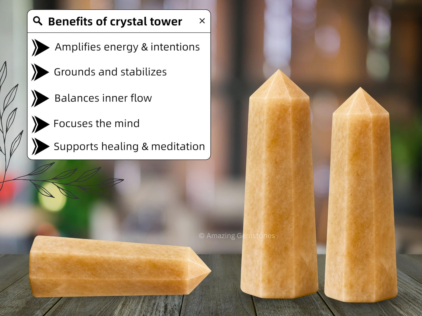 Amazing Gemstone Cream Moonstone Crystal Towers - Natural Healing Crystal Point Obelisk for Reiki Healing and Crystal Grid (3" to 4" INCH)