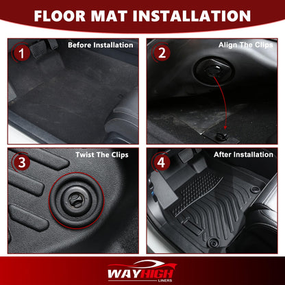 Wayhigh® Floor Mats & Cargo Liner for Toyota RAV4 Hybrid 2019-2024 2025(Only Hybrid) All Weather TPE Car Mats Waterproof Heavy Duty Floor Liners Custom Fit for RAV4 Accessories- Black