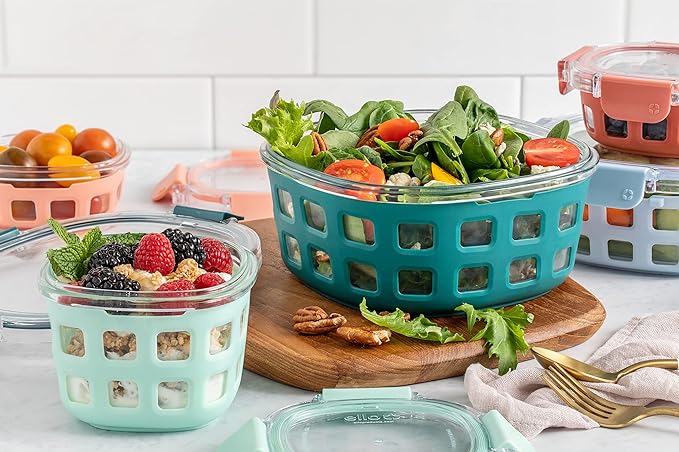 Ello Duraglass Mixed Meal Prep Sets Leak-Proof Glass Food Storage Containers