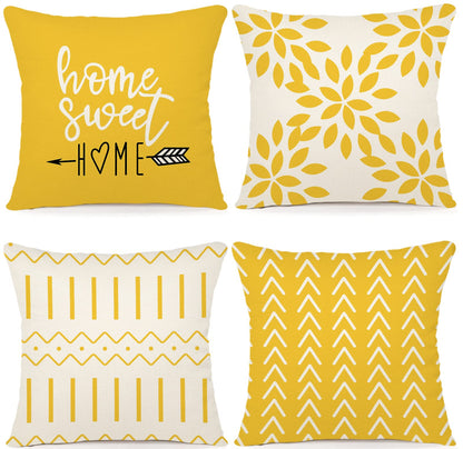 YCOLL Pillow Covers 18x18 Set of 4, Modern Sofa Throw Pillow Cover, Decorative Home Outdoor Linen Fabric Geometric Pillow Case for Couch Bed Car, Yellow