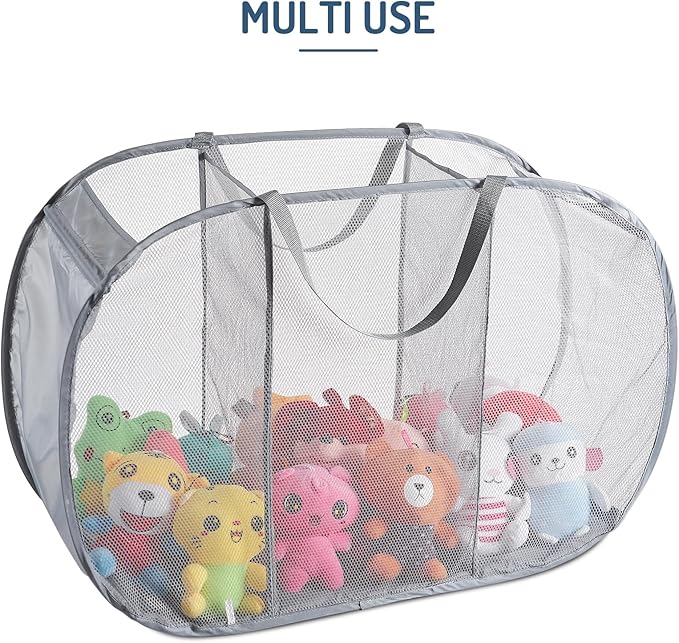 Seiritex Mesh Popup Laundry Hamper 3 Compartment Sortable Horizontal