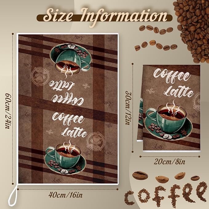 Boyiee Set of 6 Coffee Kitchen Towels Brown Dish Towels 24 x 16 Inches