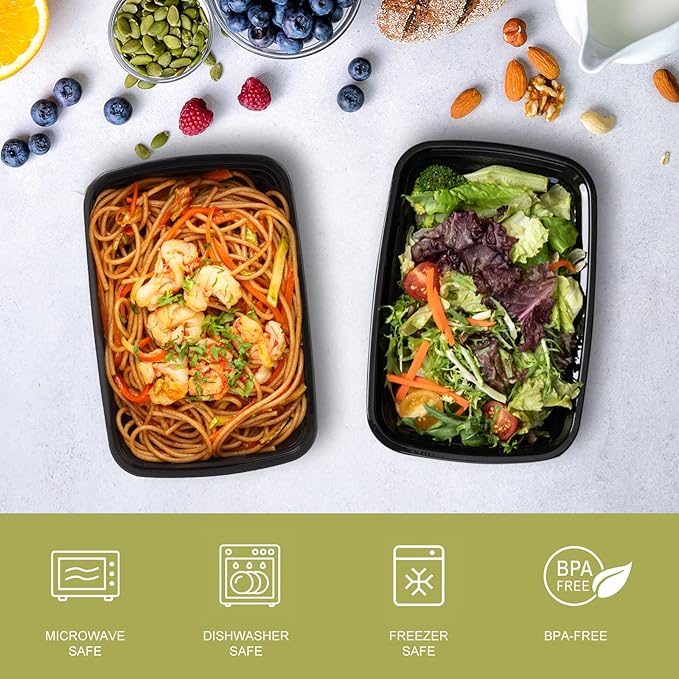 15 Pack Meal Prep Containers Reusable 24oz, Plastic Food Prep Containers
