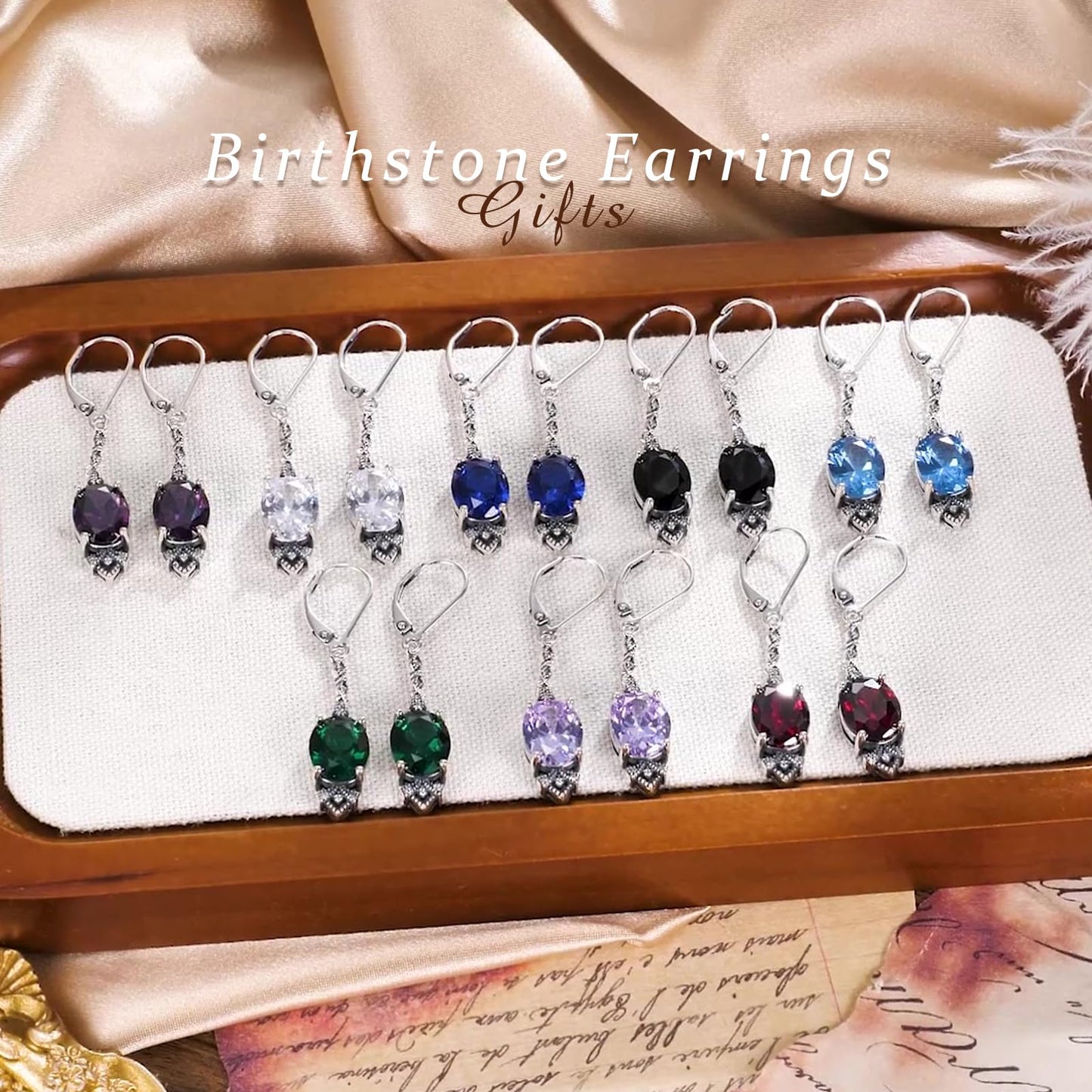Vintage Amethyst Purple Earrings 925 Sterling Silver Retro Antique Looking Leverback Dangle Drop Earrings with Oval February Birthstone, Anniversary Jewelry Gifts for Women