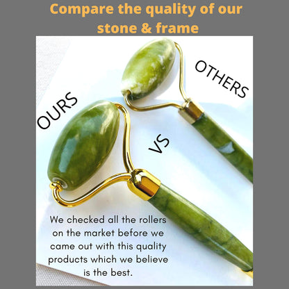 100% Authentic Jade Roller and Gua Sha Set for face I Derma Roller I Facial Tools I Real Guasha I Premium Quality I Mother's Day Gift for wife