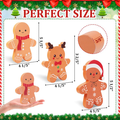 COCHIE Gingerbread Man Christmas Decorations Indoor, Tiered Tray Decor Set of 3, Wooden Gingerbread Blocks Xmas Table Decoration for Party, Home, Office, Shelf, Door (2024)