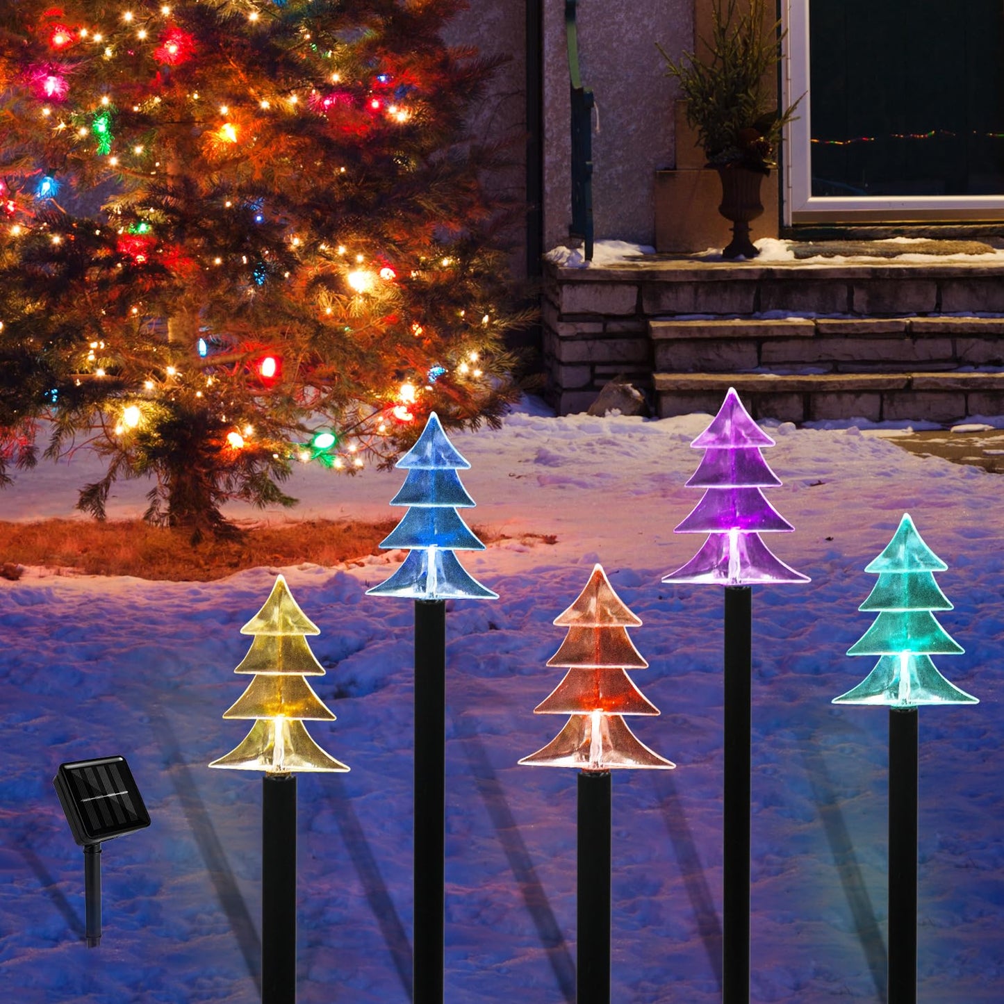 ILLUMINEW Christmas Solar Pathway Lights, Set of 10 Waterproof Landscape Christmas Lights, Stake Xtmas Decorations, LED Lamp for Yard Lawn Patio Walkway Decor