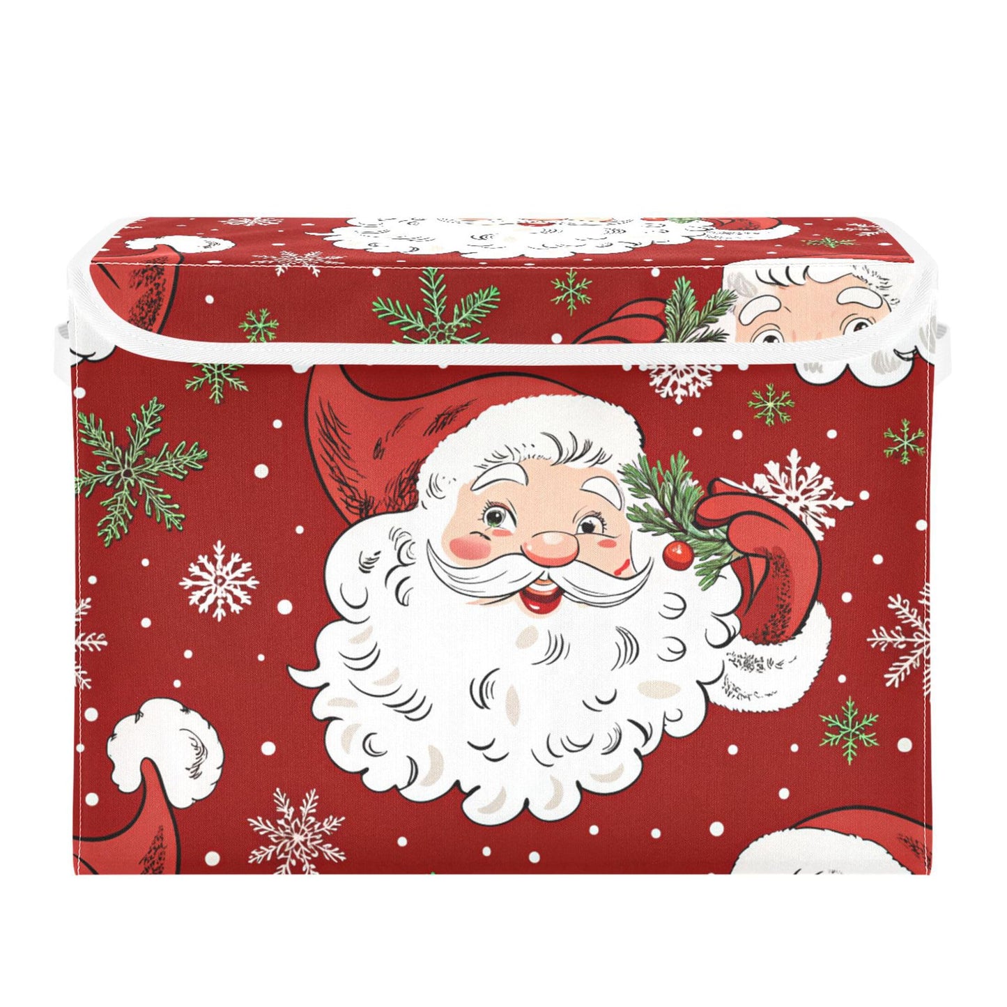 xigua Christmas Santa Claus Storage Bins with Lids and Carrying Handle,Foldable Storage Boxes Organizer Containers Baskets Cube with Cover for Home Bedroom Closet Office