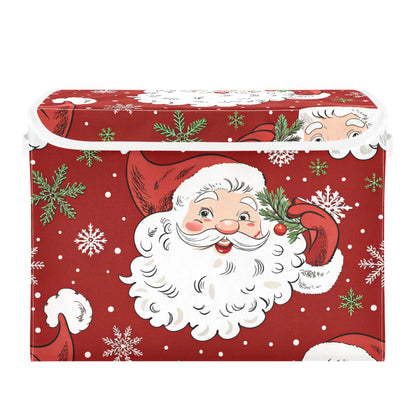 xigua Christmas Santa Claus Storage Bins with Lids and Carrying Handle,Foldable Storage Boxes Organizer Containers Baskets Cube with Cover for Home Bedroom Closet Office
