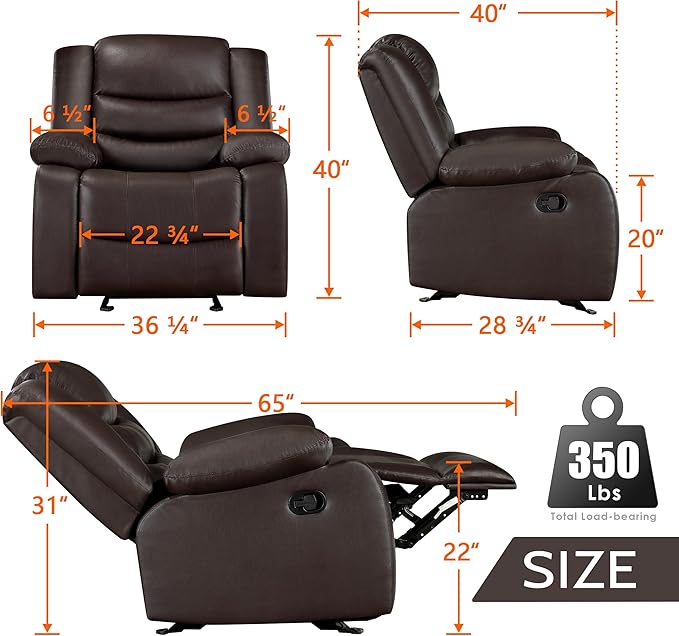 PrimeZone Oversized Rocker Recliner Chair