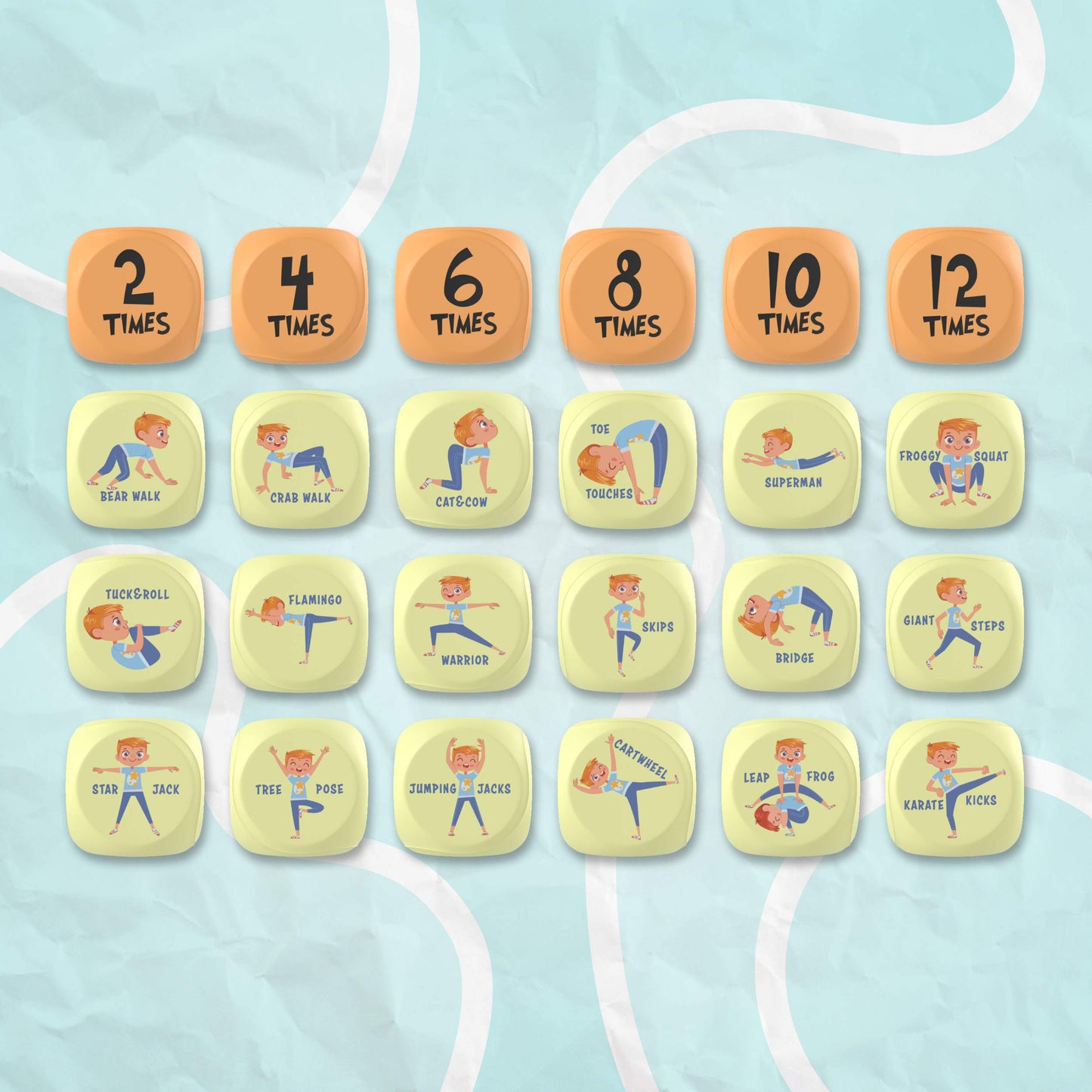 Skywin Exercise Dice, 6-Sided Foam Fitness Workout Dice for Kids Solo or Group Classes, for Home, Classroom and Physical Education Learning