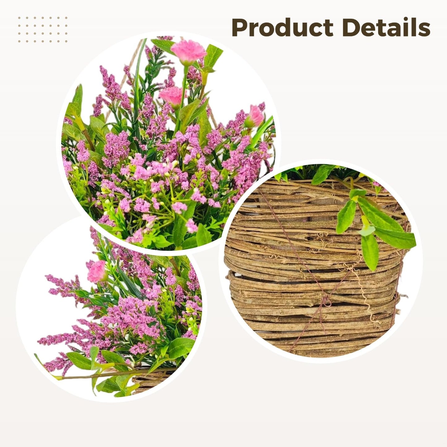 Generic Floral Basket Wreath, 13.8 X 8.7 in Spring Hydrangea Decor for Indoor & Outdoor
