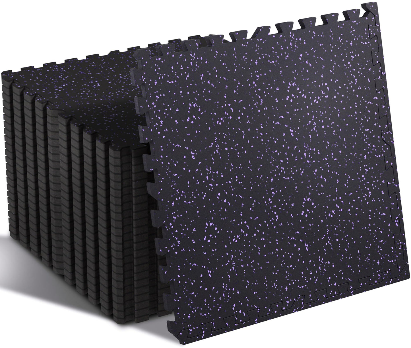SUPERJARE 0.4'' Thick 36 Pcs 144 Sq Ft Rubber Top Exercise Equipment Mats, High Density EVA Foam Mats with Rubber Top, Interlocking Gym Flooring for Home Gym, Protective Workout Mat, Black/Grey