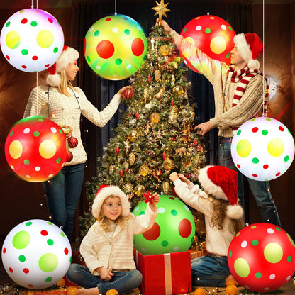 Jetec 12 Pcs Christmas Inflatable Balls 12 Inch Light Up Giant Inflatable Christmas Decorations Lime Green PVC Blow Up Xmas Large Hanging Ball Ornaments for Tree Porch Lawn Yard Holiday Outdoor Decor