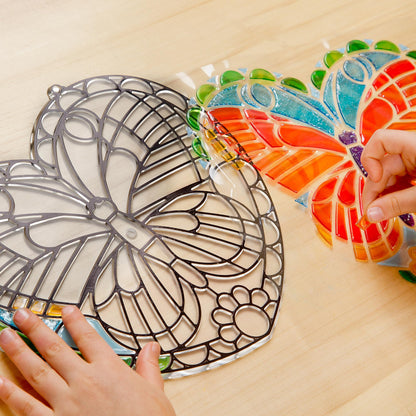 Melissa & Doug Stained Glass Butterfly Kit| Arts and Crafts for Children Age 5+ | Kids Activity Window Art Kit | Mess Free Activity | Gifts for Boys & Girls