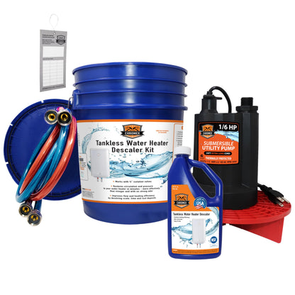 Chromex Tankless Water Heater Flush Kit with NSF Certified Liquid Descaling Solution and 1/6HP Extra Strength Pump