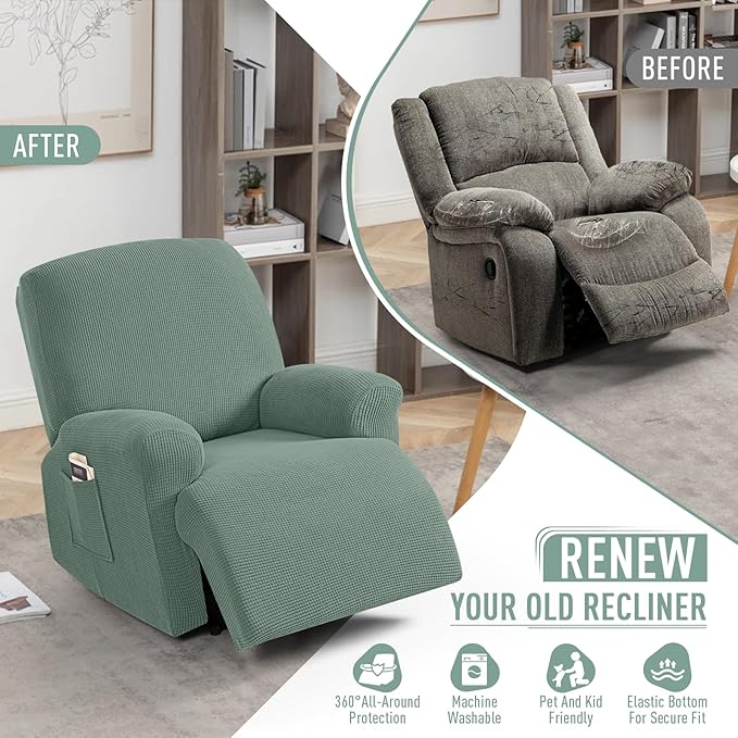 TAOCOCO Recliner Cover 4-Pieces, Recliner Stretch Sofa Slipcover, Recliner