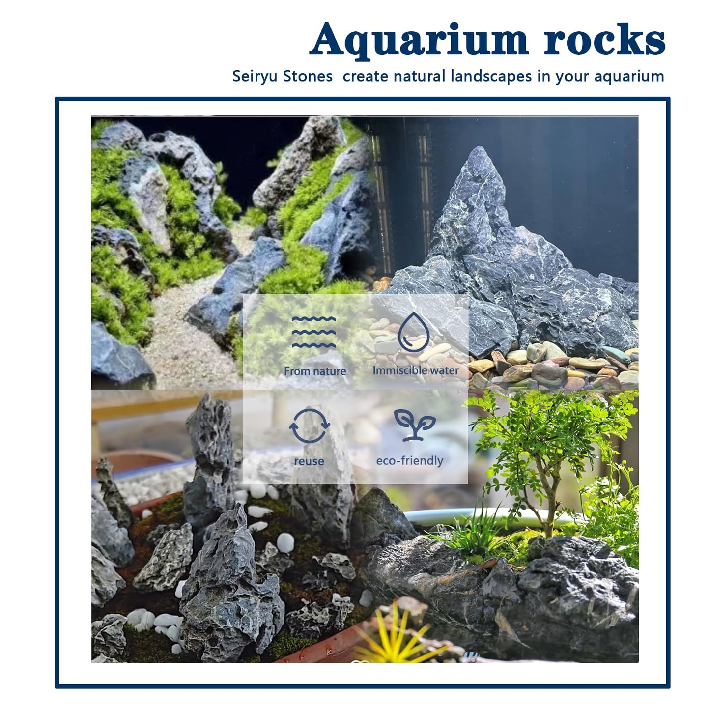 ChaoLeHo Aquarium Rocks Seiryu Stones Natural Hardscape Stone for Aquariums, Fish Tanks, Bonsai, Terrariums, Wargaming Dioramas, Indoor or Outdoor Gardens-5lb(2-6 Inch)