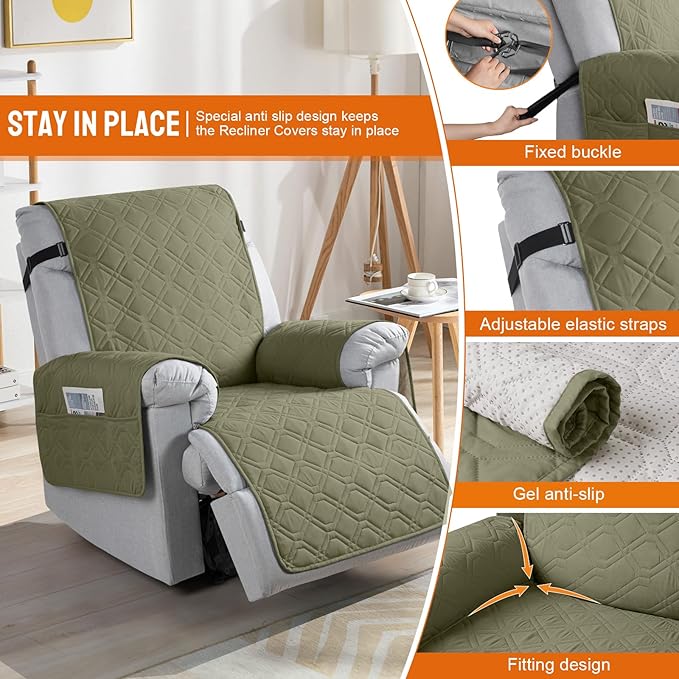 VANSOFY 100% Waterproof Recliner Chair Covers, Recliner Cover Non-Slip Dog