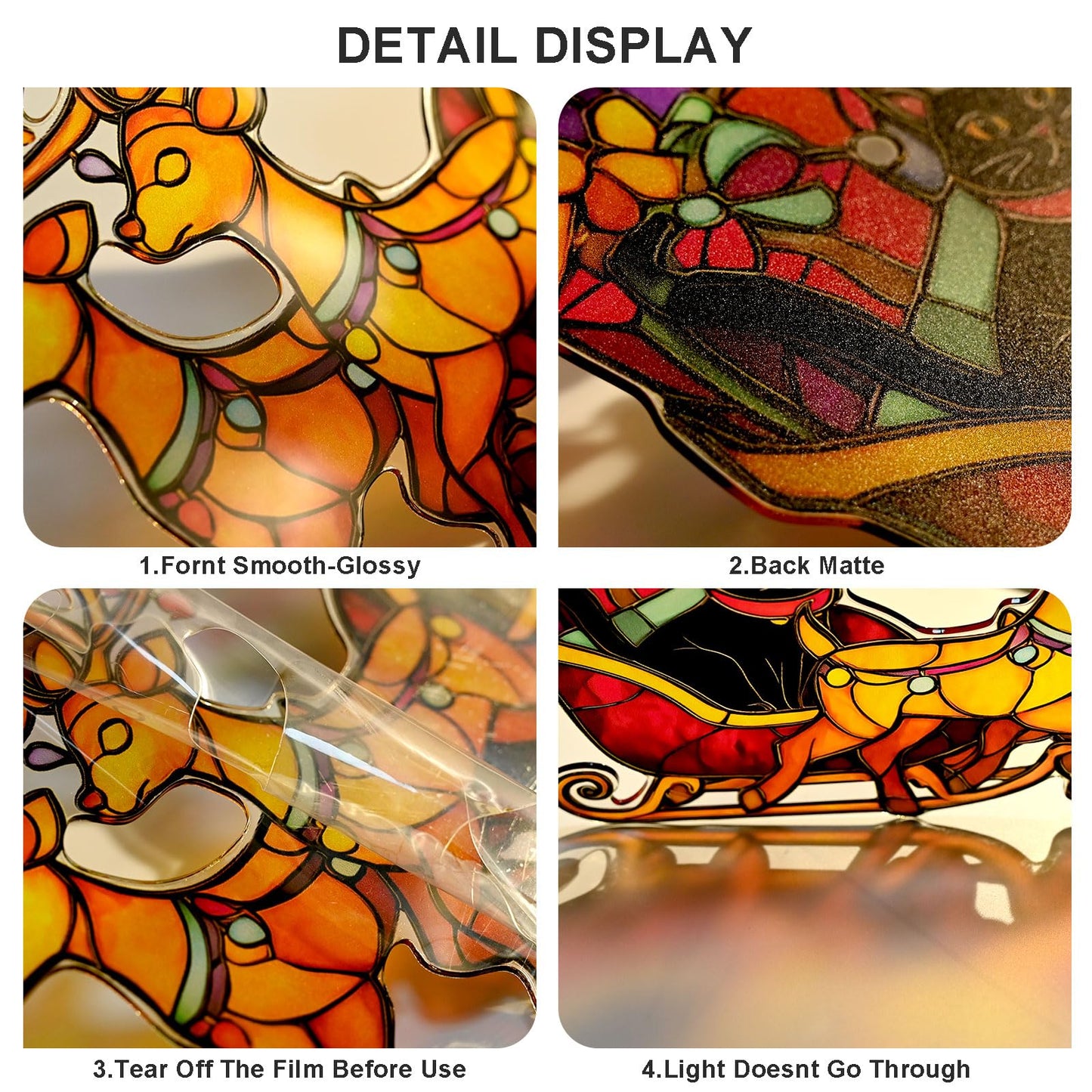 Christmas Cat Ornament Acrylic Suncatcher Window Hanging Wall Decor for Indoor Outdoor Doors Home