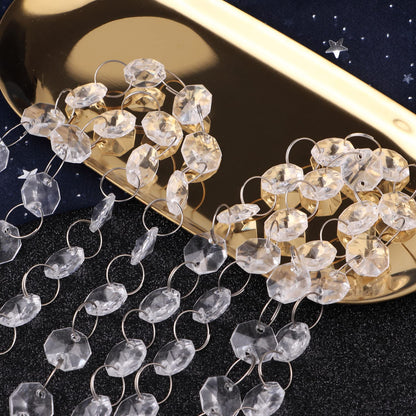 16.5 Feet Hanging Clear 14mm Daimond Acrylic Crystal Garland for Manzanita Tree Centerpiece, Chandelier Bead Lamp Chain, Christmas/Wedding Party Decoration and DIY Craft Jewelry Decoration