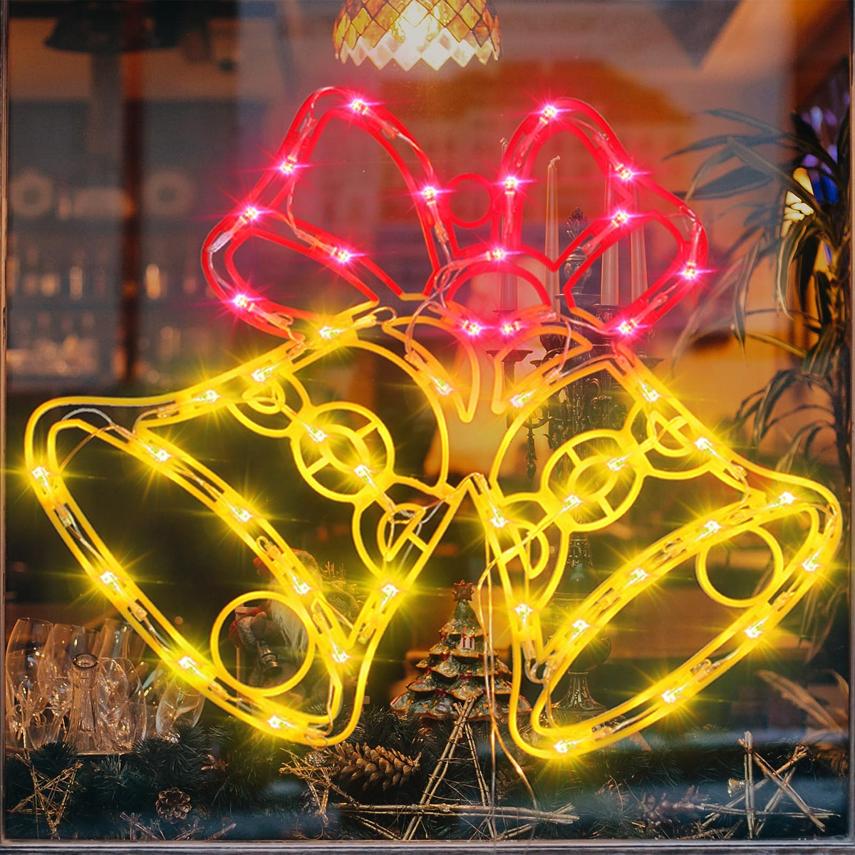TRWYMZ 16" Christmas Window Silhouette Lights - 6 Pack Colour Lighted Bell, Angel, Candle, Nativity, Bethlehem Star, Reindeer for Holiday Indoor and Outdoor Wall Door Window Decorate