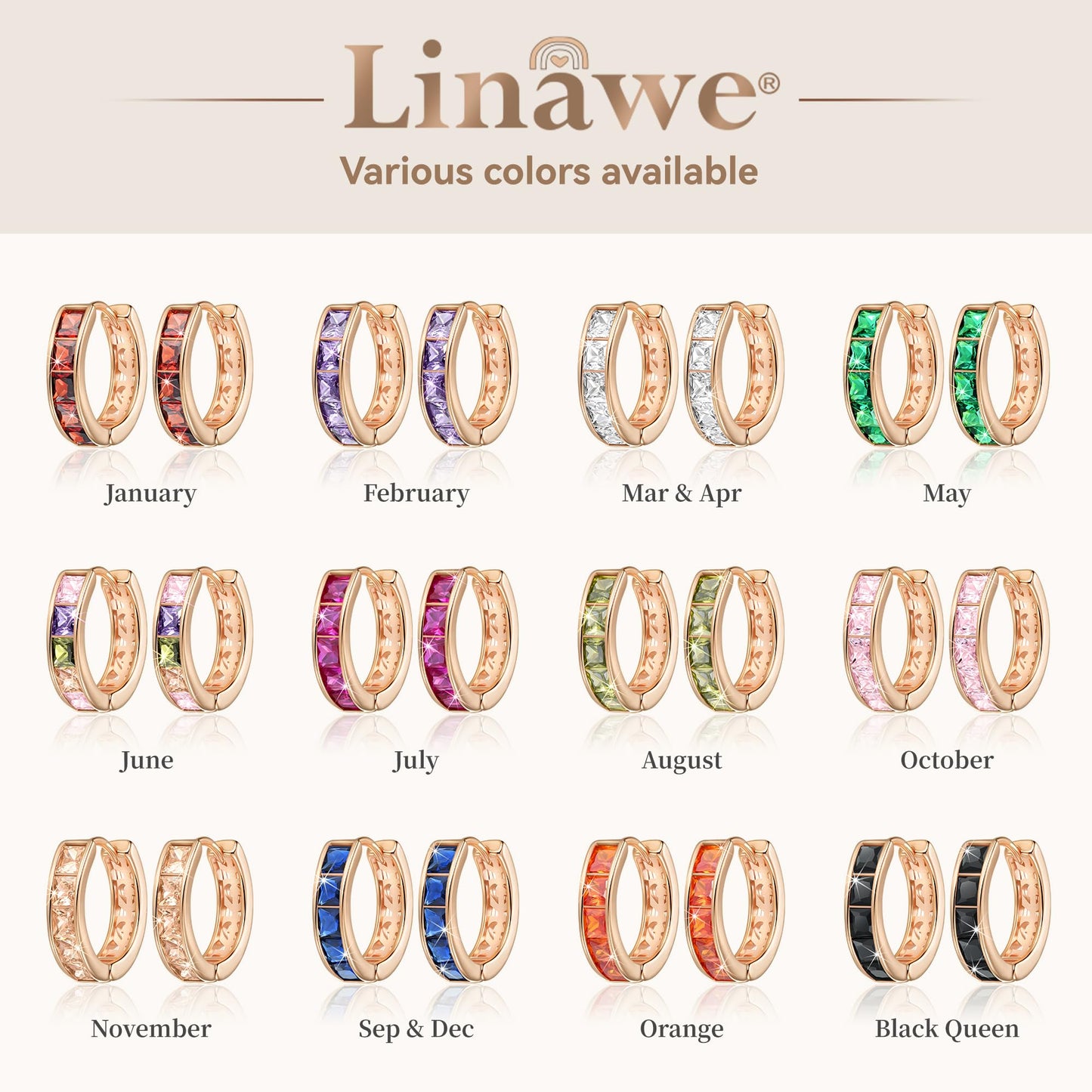 Linawe Small Hoop Earrings for Women Trendy, Blue Cubic Zirconia Huggie Earrings, Sapphire Imitation Diamond Rhinestone Piercing Jewelry Rose Gold Cuff Cartilage Earrings, Mini Chunky Tiny