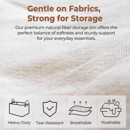 StorageWorks Fabric Storage Boxes for Shelves, Large Storage Baskets with Metal Frame, Foldable Clothes Storage Boxes, Bedroom Top of Wardrobe Organisation with Handles, Beige, 2-Pack
