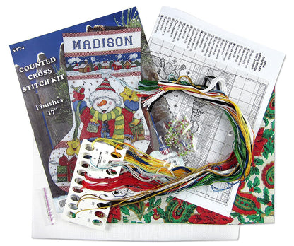 Snowman Fun Counted Cross Stitch Stocking Kit