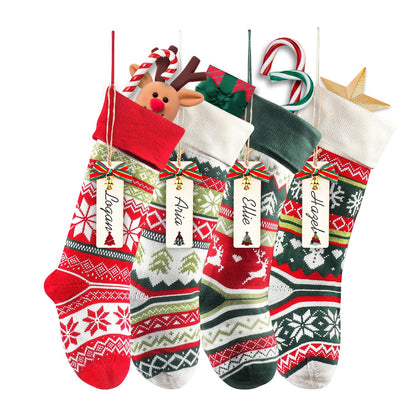 Brainfella Knit Christmas Stockings,4 Pack 22 Inches Snowflake Reindeer Snowman Personalized Cable Knit Stockings for Christmas Candy Gifts Decor