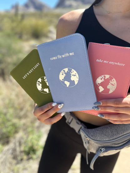 Phone Charging Passport Holder with Removable Fast Charging Power Bank that holds money, cards, phone, travel docs- RFID Blocking - Compatible with All Phones - Travel Accessories (Sky Blue)