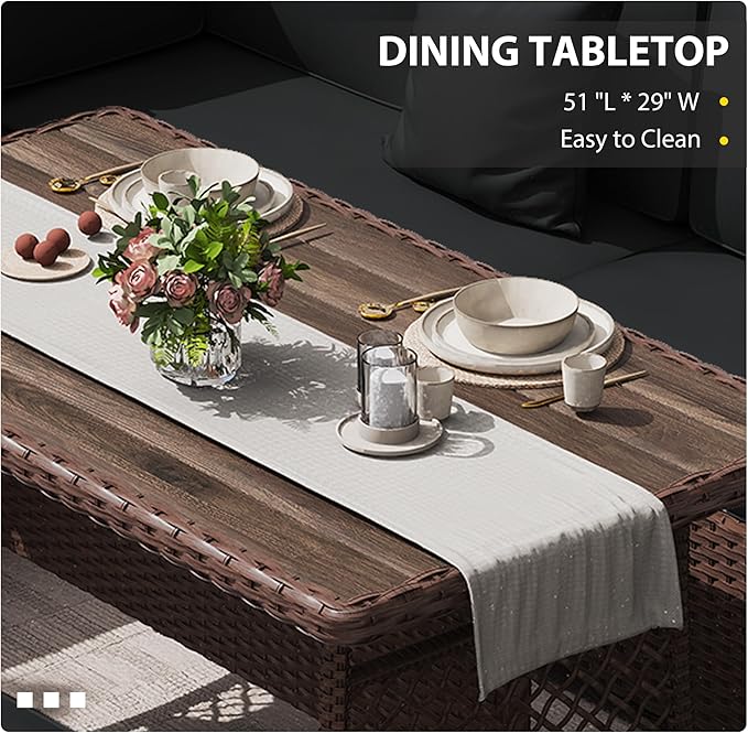 KIGOTY 7 Piece Patio Furniture Set, Outdoor PE Wicker Rattan Outdoor Dining Set