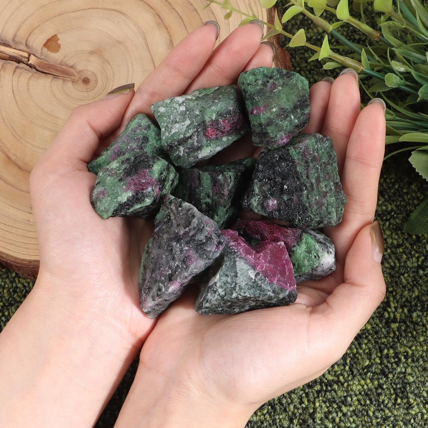 1Lb Ruby Zoisite Raw Stones Large Healing Crystals Natural Rough Stones for Tumbling, Cabbing, Fountain Rocks, Jewelry Making, Healing, Meditation, Reiki