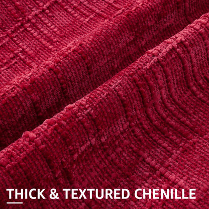 decorUhome Christmas Red Chenille Throw Pillow Covers 18x18 Set of 2 Thick Textured Slubby Couch Pillow Covers Farmhouse Accent Modern Neutral Decorative Pillow Cases for Bed Sofa Living Room
