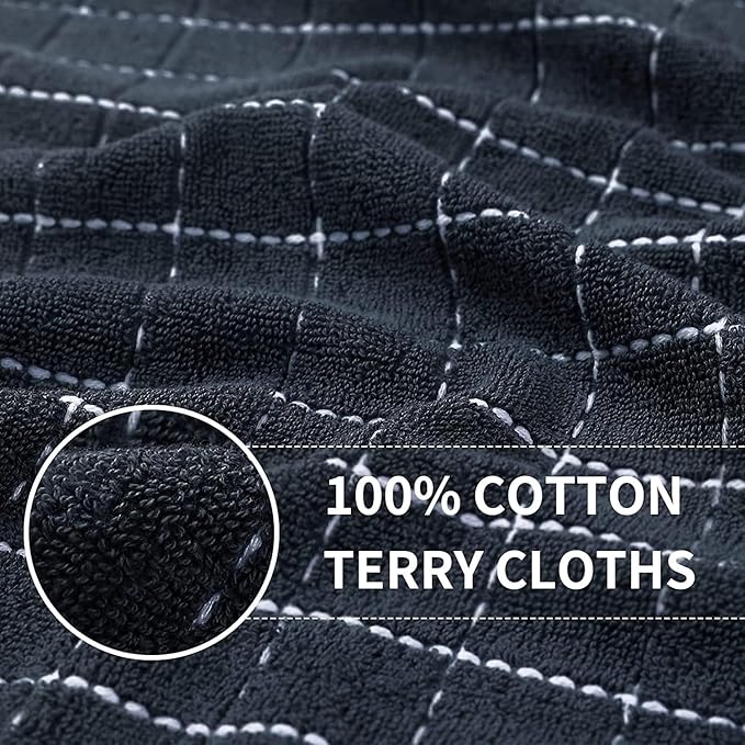Homaxy 100% Cotton Terry Kitchen Towels, Checkered Designed, Soft and Super