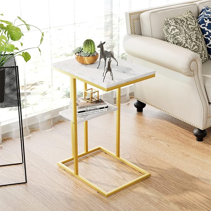 Easy Paws C Shaped End Table, Small Side Table