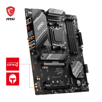 MSI B650 GAMING PLUS WIFI Motherboard, ATX - Supports AMD Ryzen 9000 / 8000 / 7000 Series Processors, AM5 - 14+2 Duet Rail VRM, DDR5 Memory Boost 6400+MHz/OC, 2 x PCIe 4.0 x16, 2 x M.2 Gen4, Wi-Fi 6E