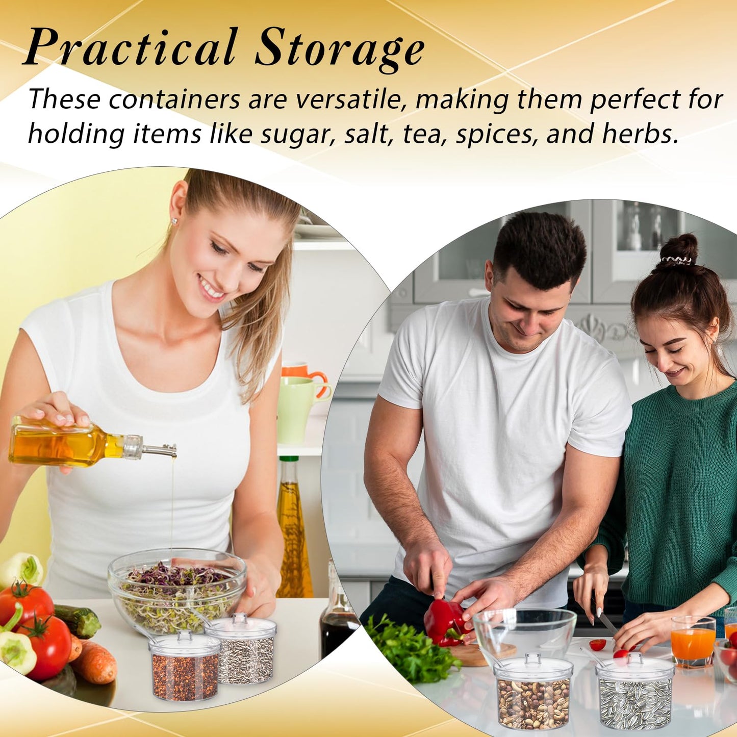 Limbeuuu 12 Pieces Acrylic Sugar Containers with Lids and Spoons for Countertop, Clear Sugar Holder Dispenser Salt Bowl for Serving Condiment Candy Coffee Tea Spices (7.1 oz)