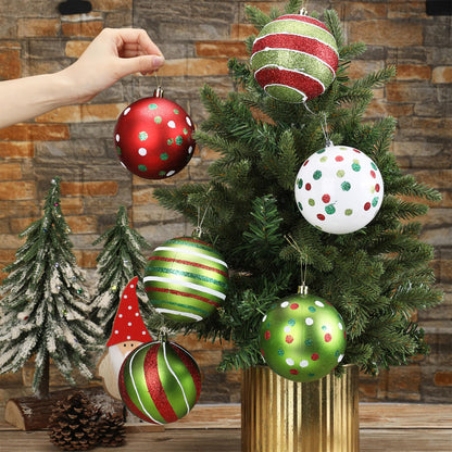 Liliful 6 Pcs Christmas Tree Ornaments 3.9'' Glitter Red Green White Hanging Ball Large Plastic Balls Swirl Candy Cane Peppermint Big Christmas Pendants Baubles for Holidays Xmas Tree Decoration