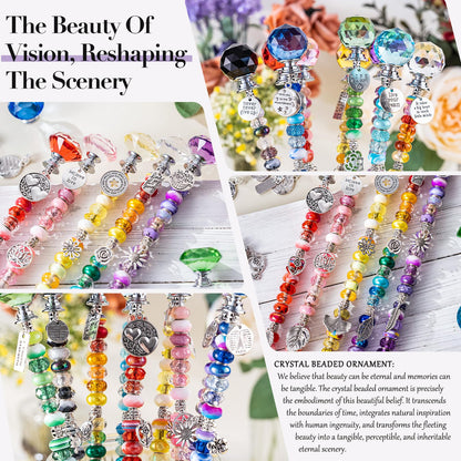 513Pcs DIY Beaded Garden Stakes, Fairy Wand Kit Garden Stakes Decorative with 18 Threaded Rod, Crystal Top, Large Holes Bead for Christmas Plants Garden Outdoor&Indoor Decorative（12IN）