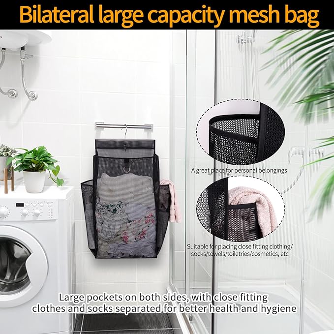 Hanging Collapsible Breathable Mesh Laundry Hamper, Fast Drying Portable Space