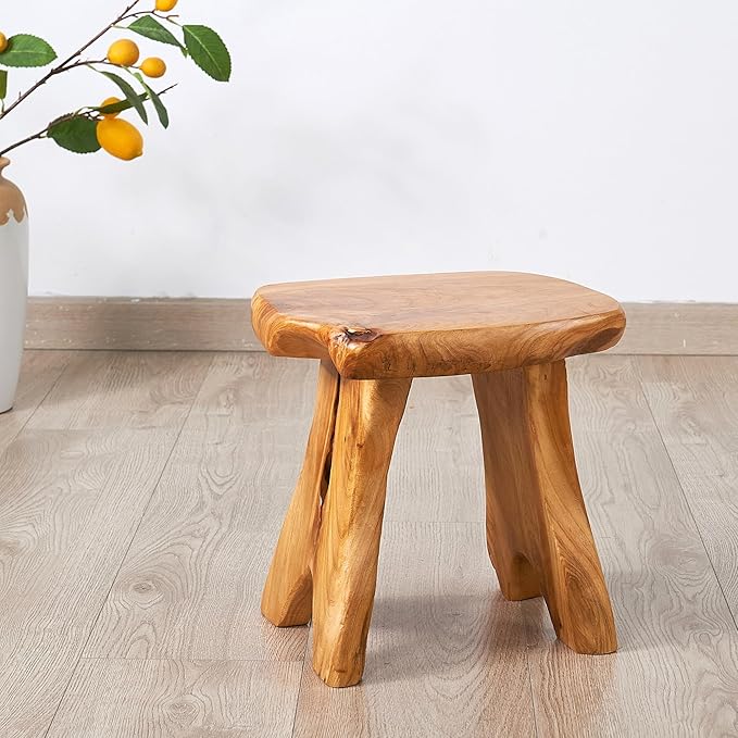 Natural Shape Stump Stool 12.5"x10"x12" Solid Wood Cedar Root End Table Rustic