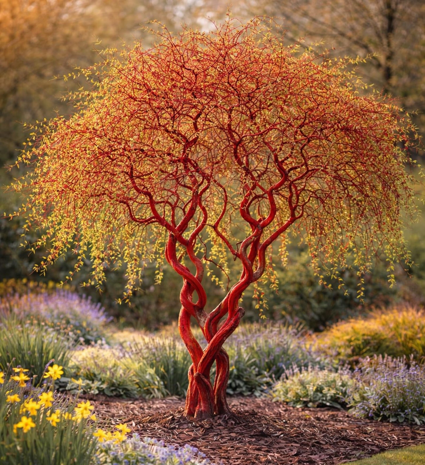 Scarlet Curly Willow Cuttings to Plant - Vibrant Red Corkscrew Willow | Fast Growing Ornamental Tree | Live Dormant Hardwood Starts (2 Cuttings)