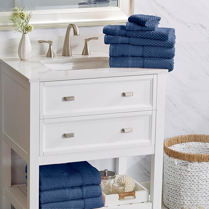 NY Loft 100% Cotton Hand Towels| 6 Pack Hand Towel Set | Absorbent & Quick-Dry