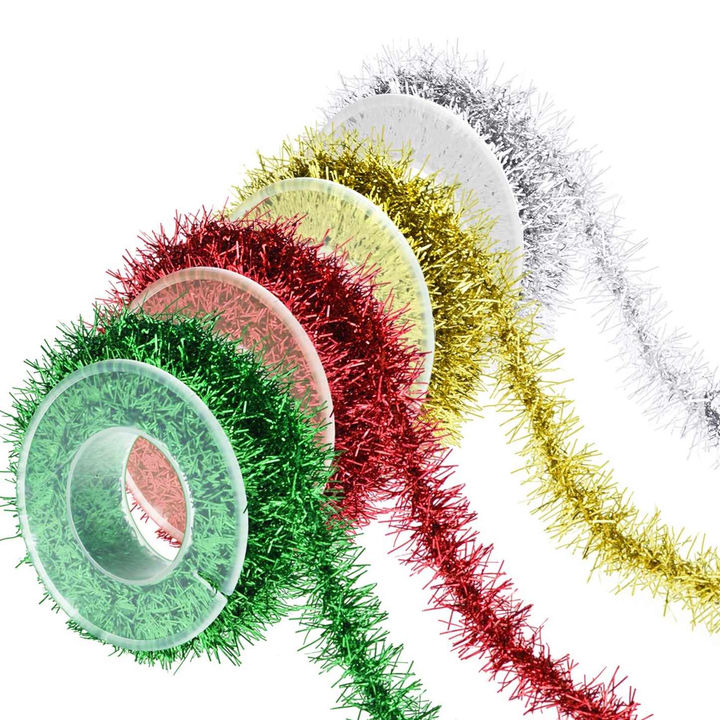Tongcloud 4 Rolls Christmas Tinsel Ribbon Metallic Wire Garland Tinsel Wire Garland Metallic Glitter Ribbon for Christmas Wedding Birthday Party