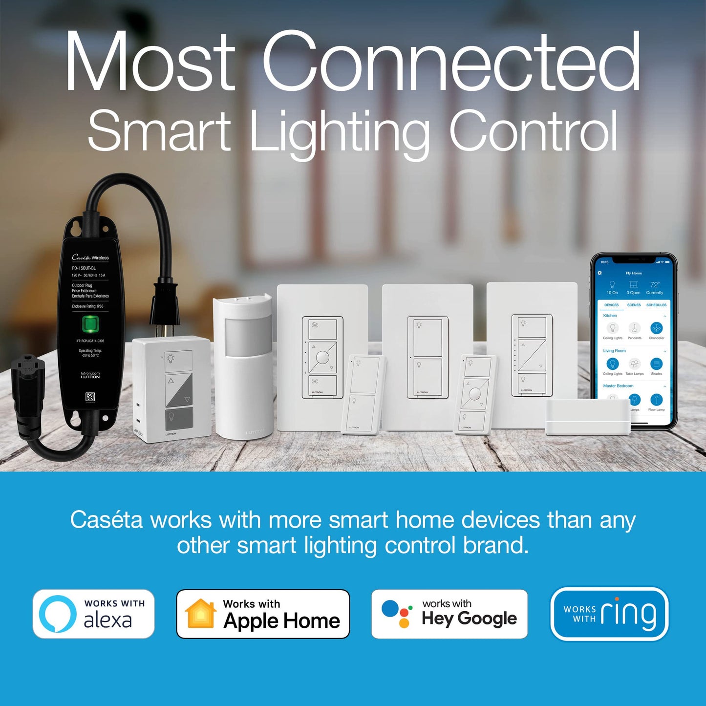 Lutron Caseta Smart Lighting Smart Hub for Light Bulbs and Fans, Compatible w/ Amazon Alexa, Apple Homekit, Google Home, 75 Device Capacity, L-BDG2-WH, White