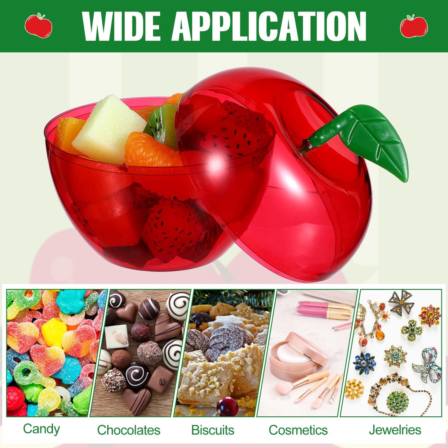 Tioncy 24 Pcs Plastic Red Apple Candy Container Boxes, 2.4/3.54 Inch 2 Size Teacher Appreciation Gift Treat Boxes, Apple Candy Jar Decoracion Party Favors for Birthday, Graduation, Back to School