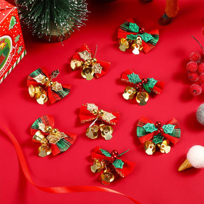 WILLBOND Christmas Mini Bows for Crafts 2" Tiny Christmas Bows for Present with Bells Small Bowknot Ornament DIY Craft for Tree Wreaths Hanging Decor Gift Decorations(40 Pieces)