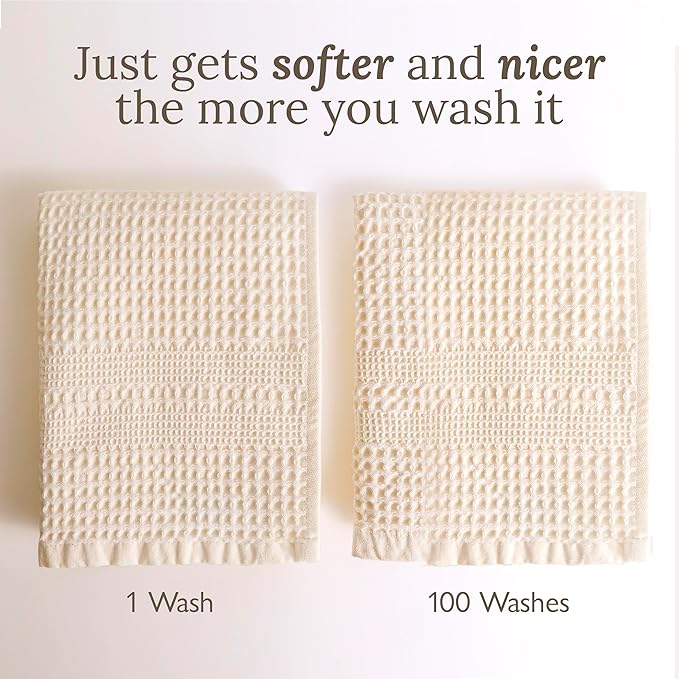 GILDEN TREE Waffle Towel Set Quick Dry Thin | 2 Bath Towels | 2 Hand Towels | 2