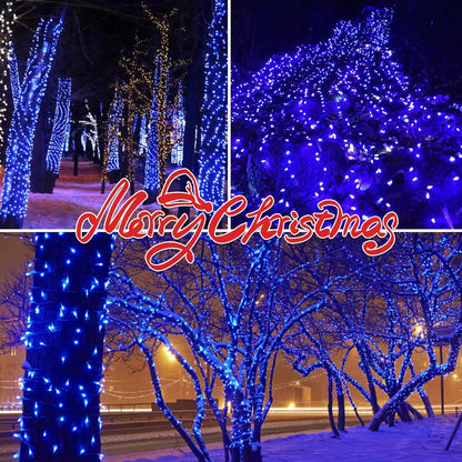 JUSTPRO 100LIGHTS BLUE Extra-Bright With End Connectors Christmas Decorative Lights 5.98m UL Certified Mini String Light Set Waterproof for Home Garden Holiday Christmas Tree Party Patio Decor Wedding